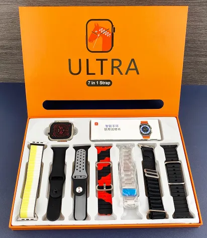 Ultra 7 IN 1 SmartWatch 2.1 Inch Full HD Screen Series 8 Wireless Charging with 7 Straps